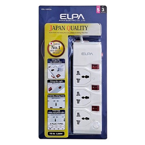 Ổ cắm điện ELPA ESL-VNI35 (3 ổ điện/3 công tắc/5m)