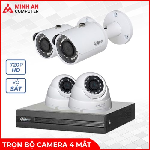 Trọn bộ Camera 4 mắt DAHUA 4 CỔNG 2.0 - HD+ (1080n) (Vỏ cam sắt)