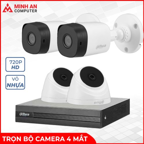 Trọn bộ Camera 4 mắt DAHUA 4 CỔNG 2.0 - HD+ (1080n) (Vỏ cam nhựa)