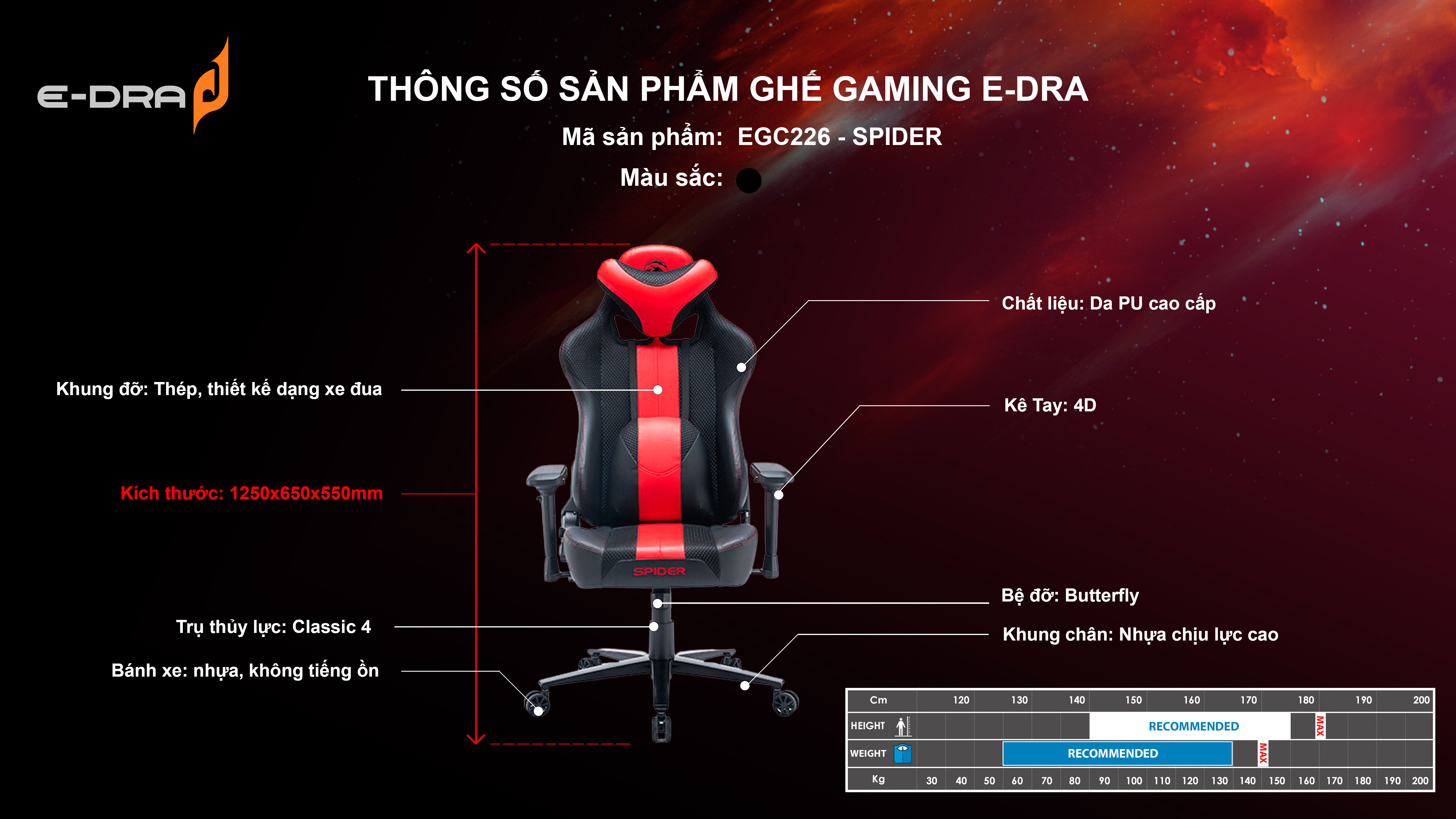 Ghế chơi game E-Dra Spider EGC226