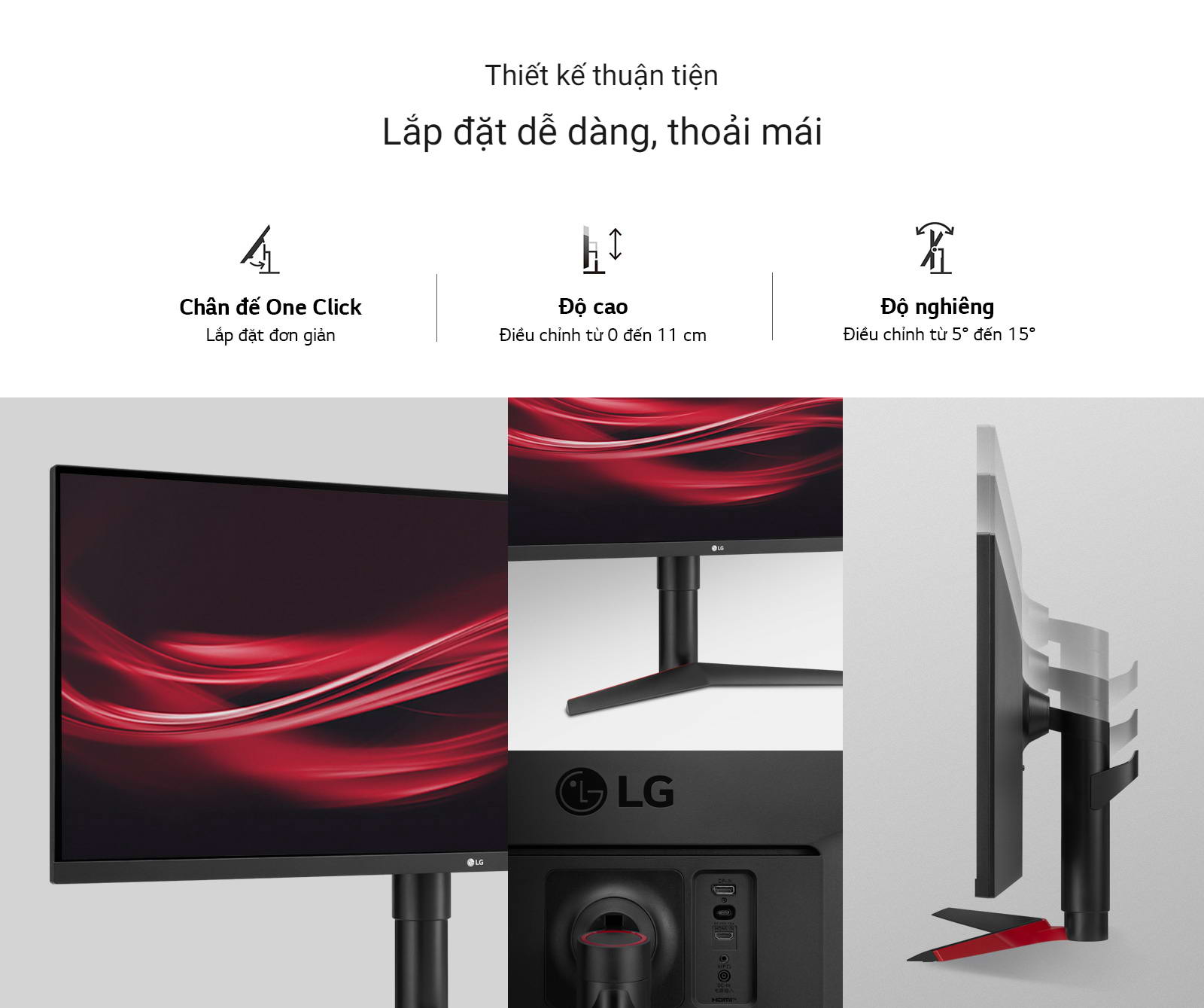 Thiết kế của Màn hình LG UltraWide 34WP65G-B.ATV tiện lợi