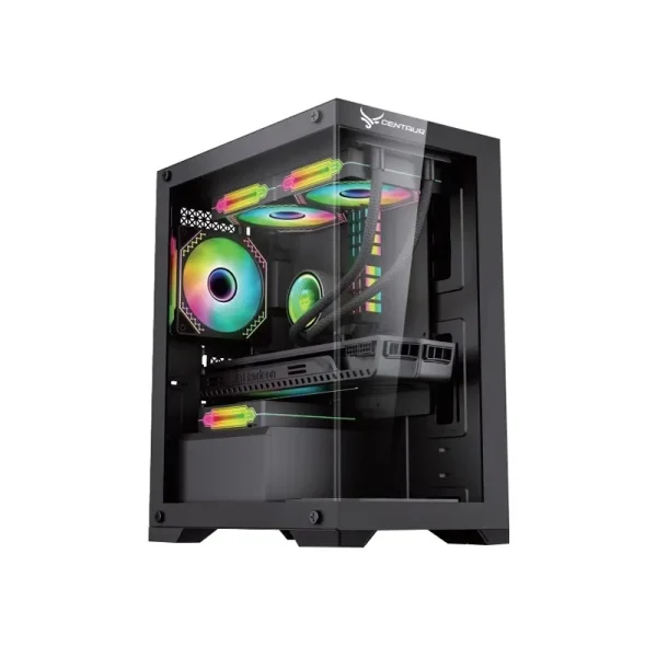 Vỏ Case Centaur Lumix – Đen | Kính vô cực, M-ATX, 3 fan RGB