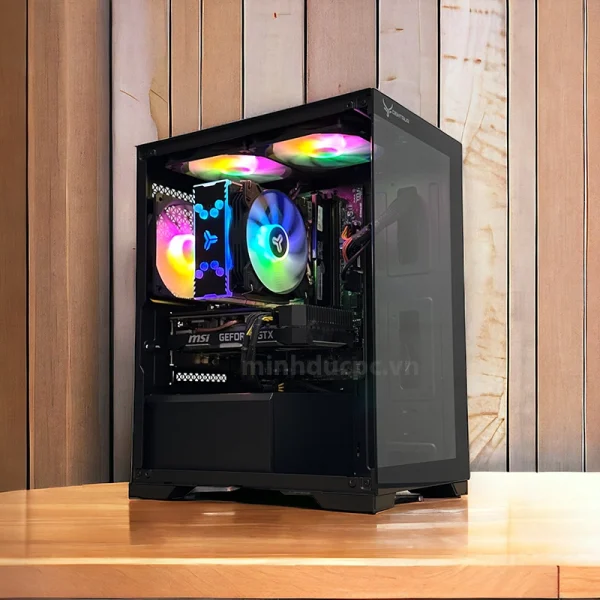 Vỏ Case Centaur Lumix – Đen | Kính vô cực, M-ATX, 3 fan RGB