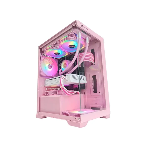 Vỏ Case Centaur Lumix – Hồng | Kính vô cực, M-ATX, 3 fan RGB