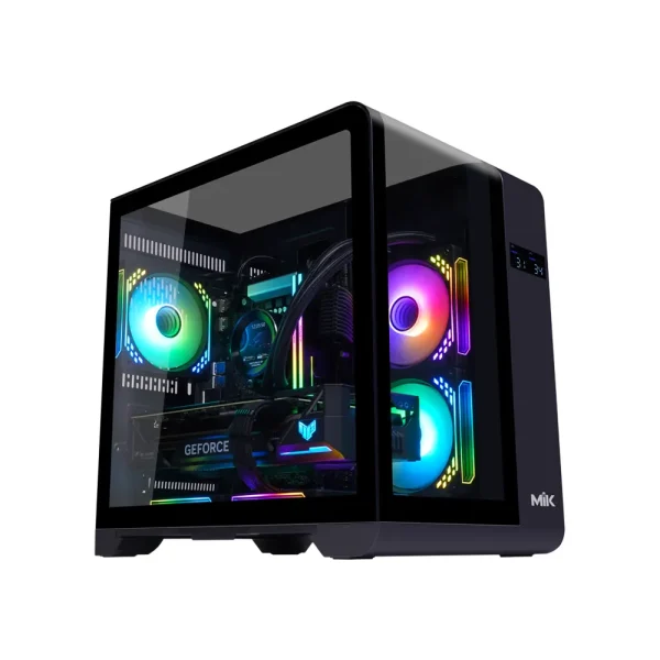 Vỏ Case MIK BARBATOS M Black, (mATX/Kính 3 mặt/Có LCD)