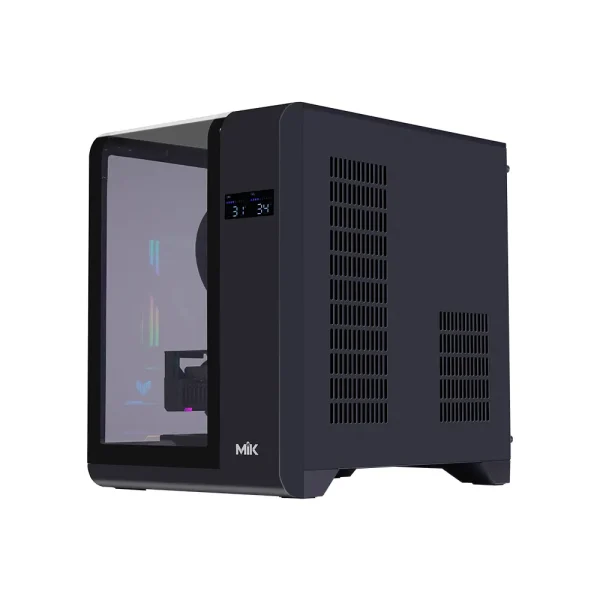 Vỏ Case MIK BARBATOS M Black, (mATX/Kính 3 mặt/Có LCD)