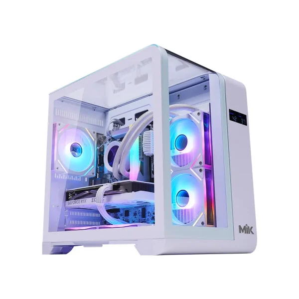 Vỏ Case MIK BARBATOS M White (mATX/Kính 3 mặt/Có LCD)