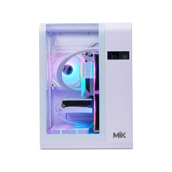 Vỏ Case MIK BARBATOS M White (mATX/Kính 3 mặt/Có LCD)