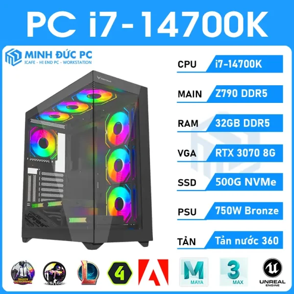 PC i7-14700K | RAM 32G D5 | VGA RTX 3070 | SSD 500G | Z790 D5