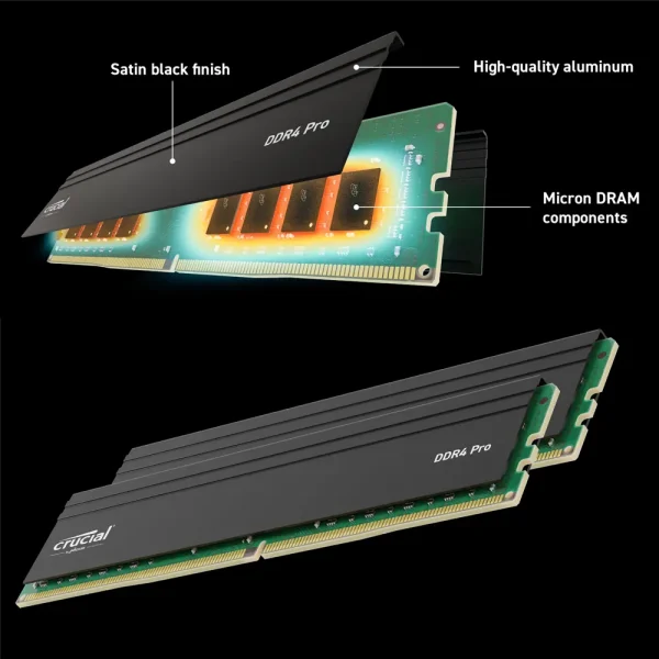 RAM Crucial Pro DDR4 16GB 3200MHz – Tản Nhiệt, JEDEC