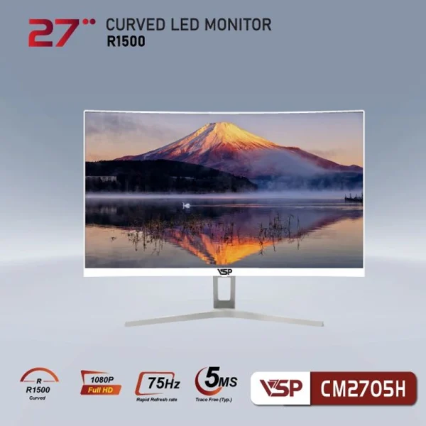 Màn hình cong VSP CM2705H 27 inch/FHD/VA/75Hz/White